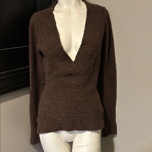 Moda International Deep Brown V-Neck Sweater